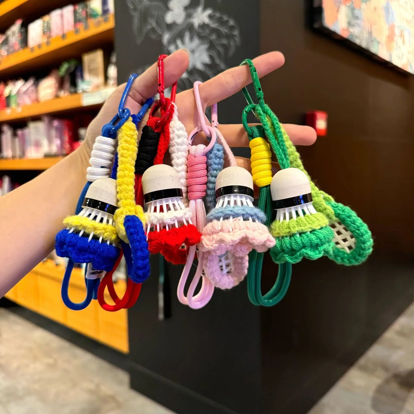 Badminton Knitted Pendant Keychain