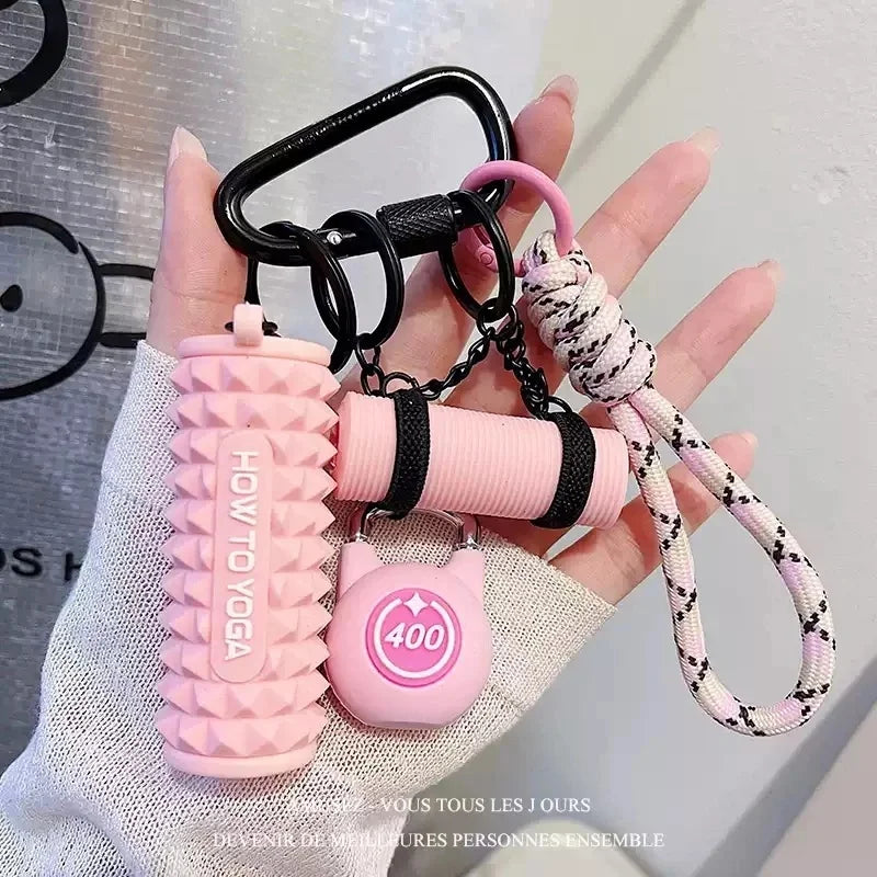 Clean Fit Gym Keychain Charm -- Pink Pink