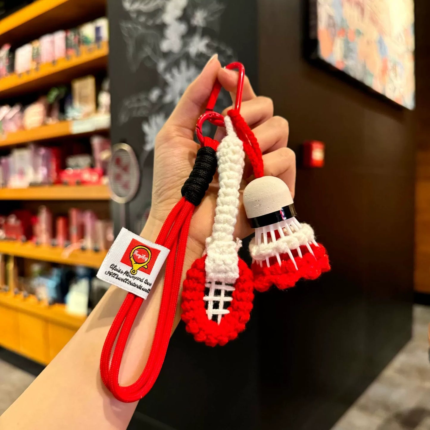 Badminton Knitted Pendant Keychain