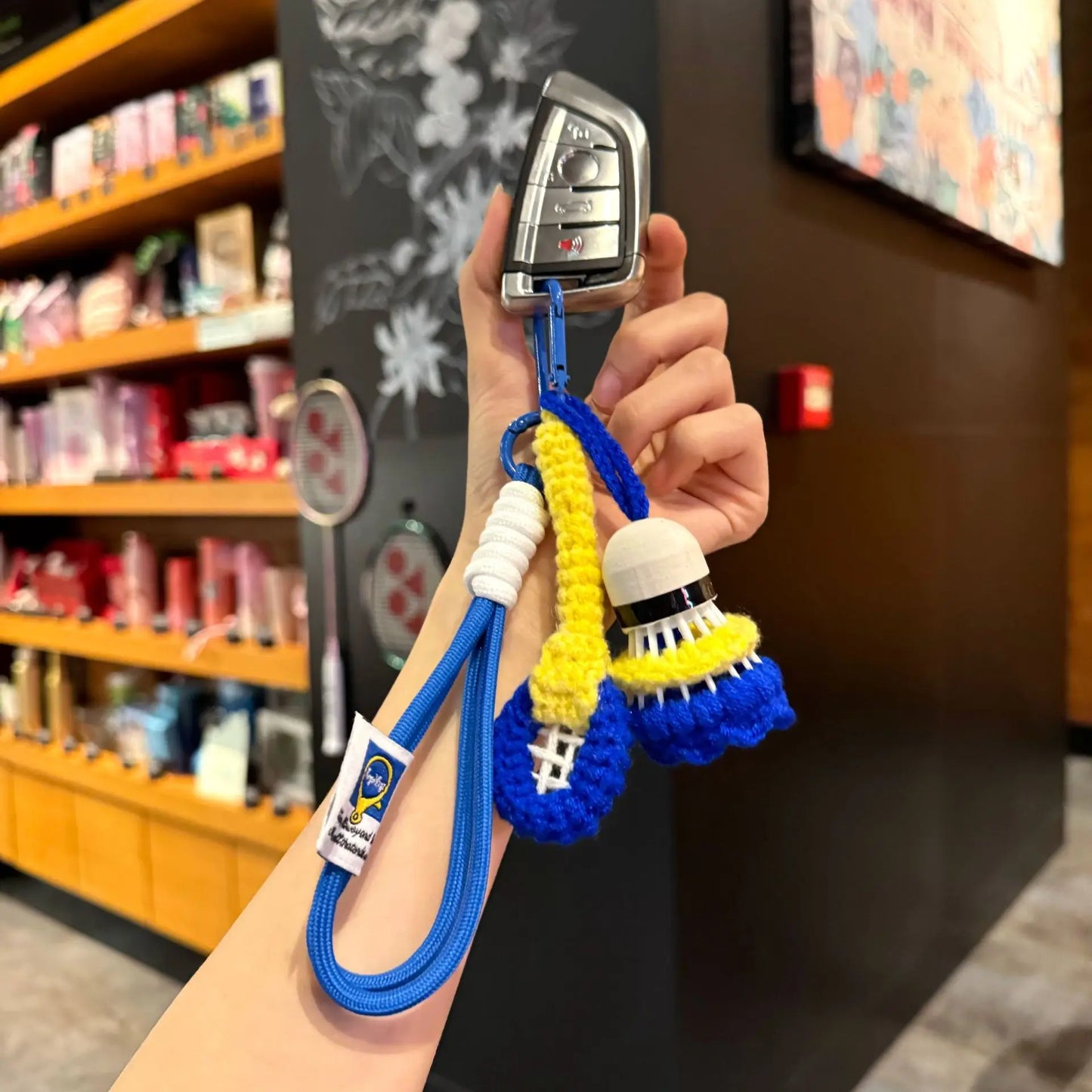 Badminton Knitted Pendant Keychain