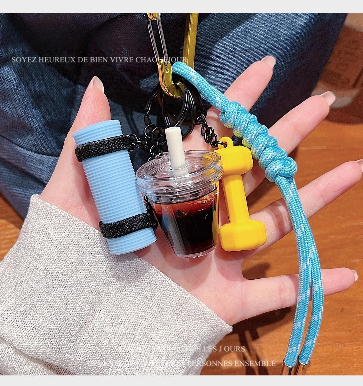Clean Fit Gym Keychain Charm - Baby Blue