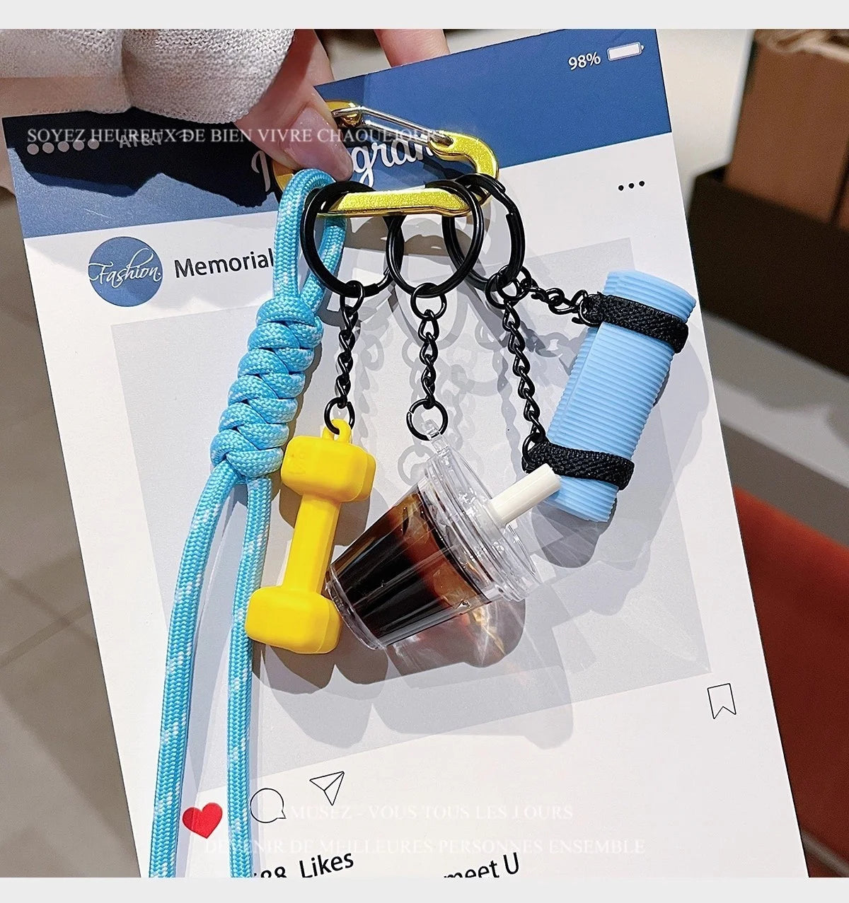Clean Fit Gym Keychain Charm - Baby Blue