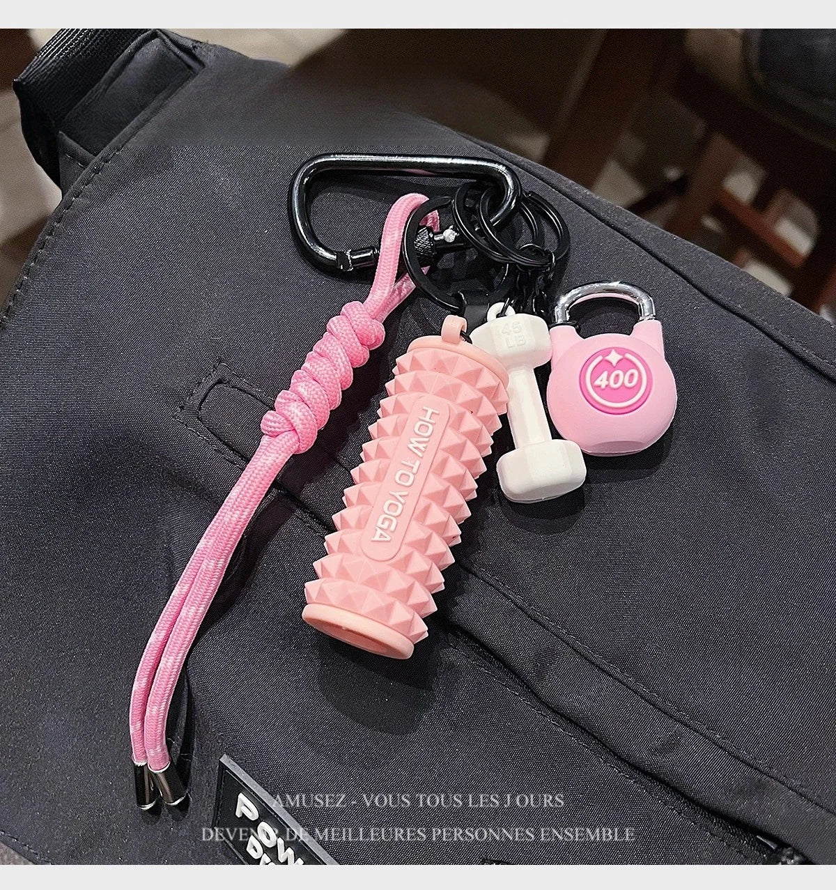 Clean Fit Gym Keychain Charm -- Pink Pink