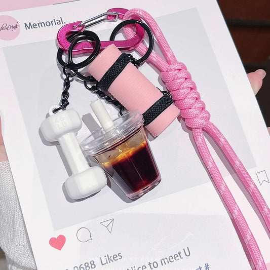 Clean Fit Gym Keychain Charm -- Pink Pink