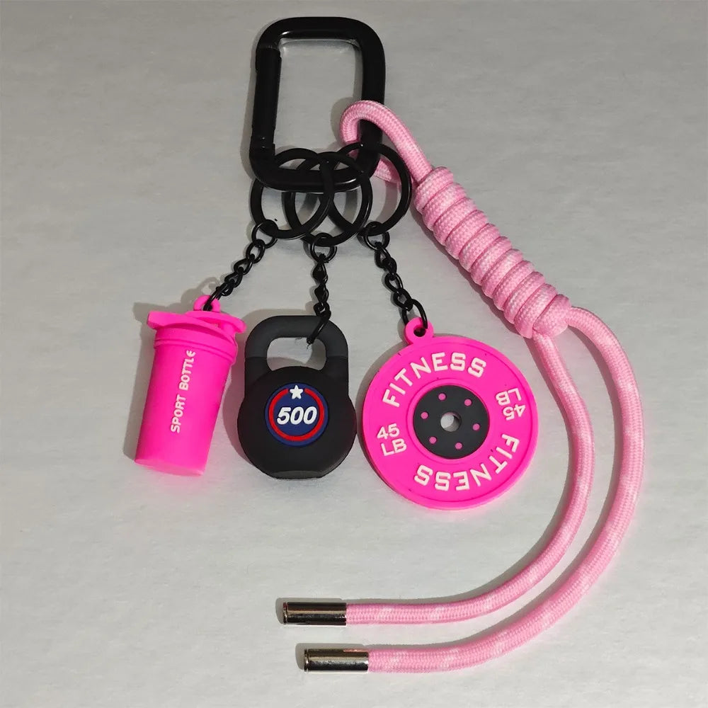 Black Pink Gym Keychain Charm