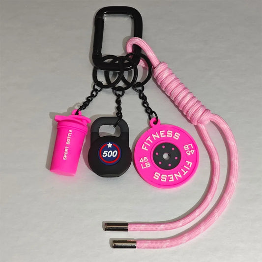 Black Pink Gym Keychain Charm