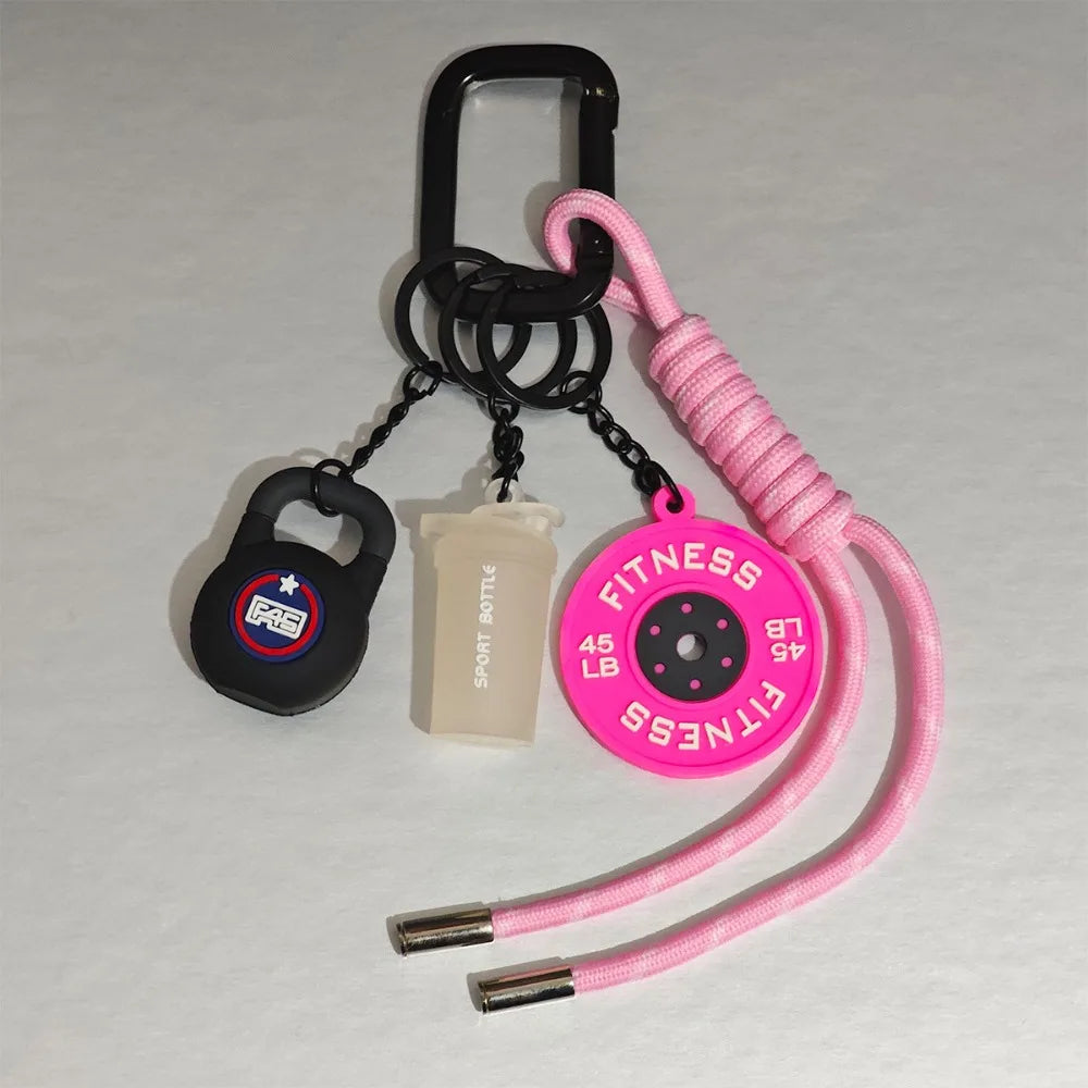 Black Pink Gym Keychain Charm